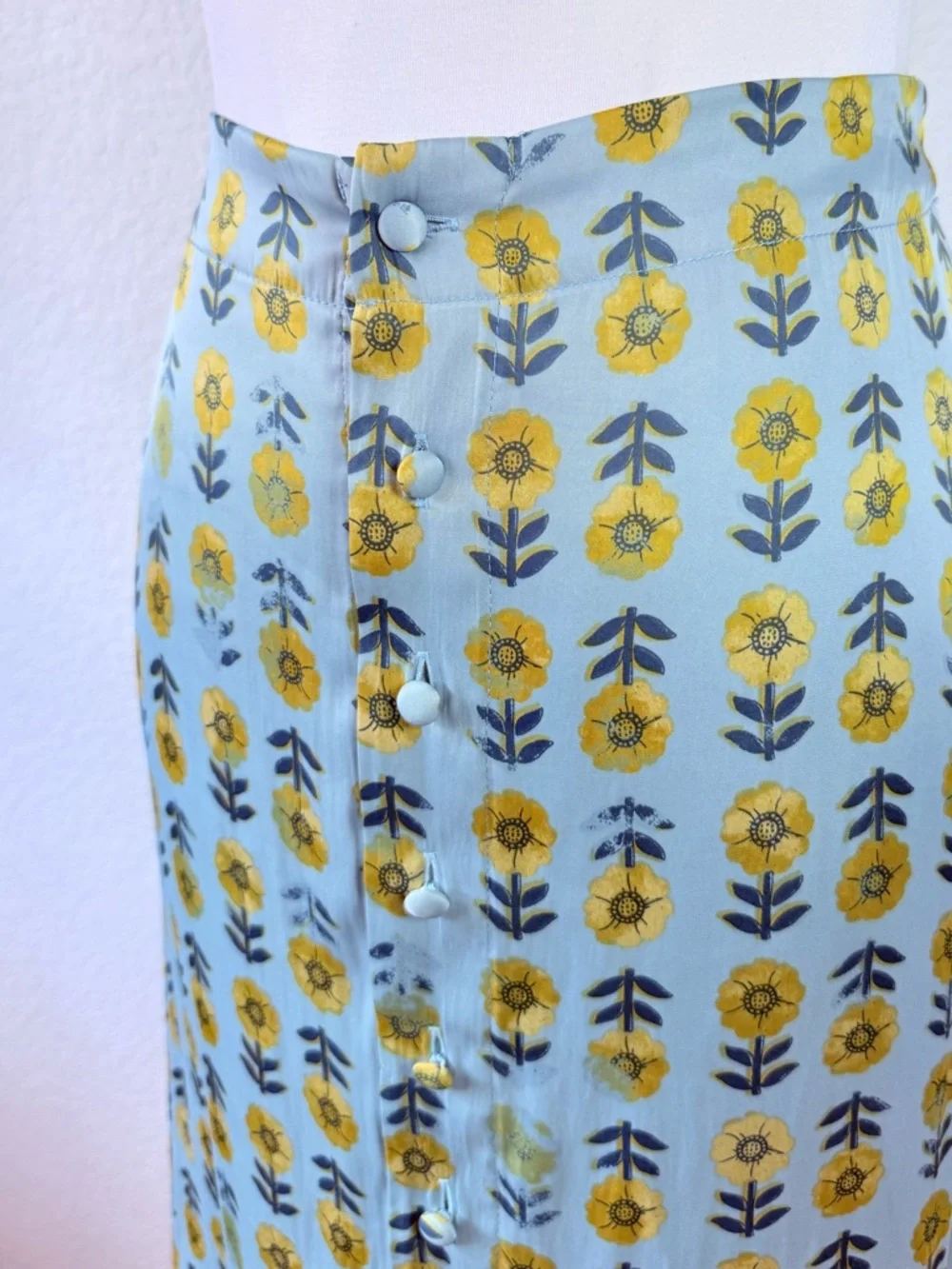 Free People Annalise Midi Skirt in Robbins Egg Combo sz 10 - Picture 2 of 9
